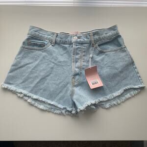 REVICE Shorts Womens 29 Blue Hollywood World Premiere Raw Hem Hidden Button Fly